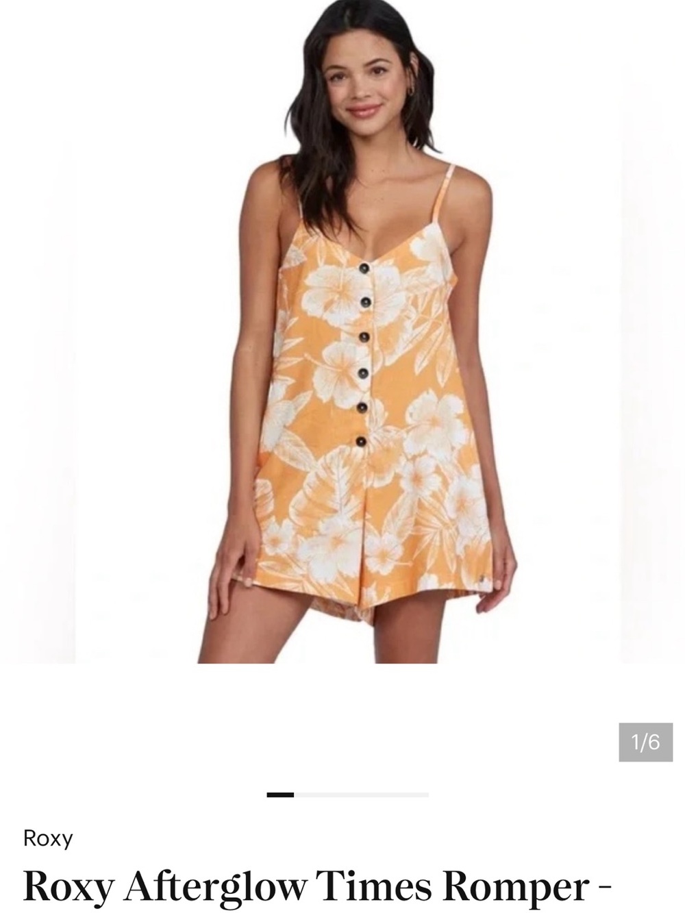 Roxy Afterglow Times Orange Floral Romper